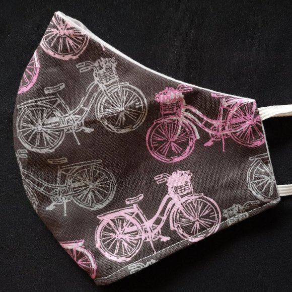 new Bike Bicycles Handmade Unisex Reusable Face Mask 100% Cotton aubergine - Picture 1 of 3